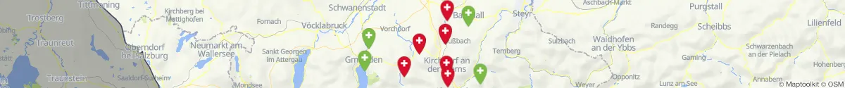 Kartenansicht für Apotheken-Notdienste in der Nähe von Inzersdorf im Kremstal (Kirchdorf, Oberösterreich)